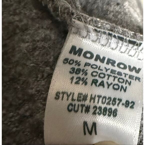 Monrow Women's Crew Neck Original Fleece Vintage Raglan Pullover Gray Medium - Picture 1 of 7